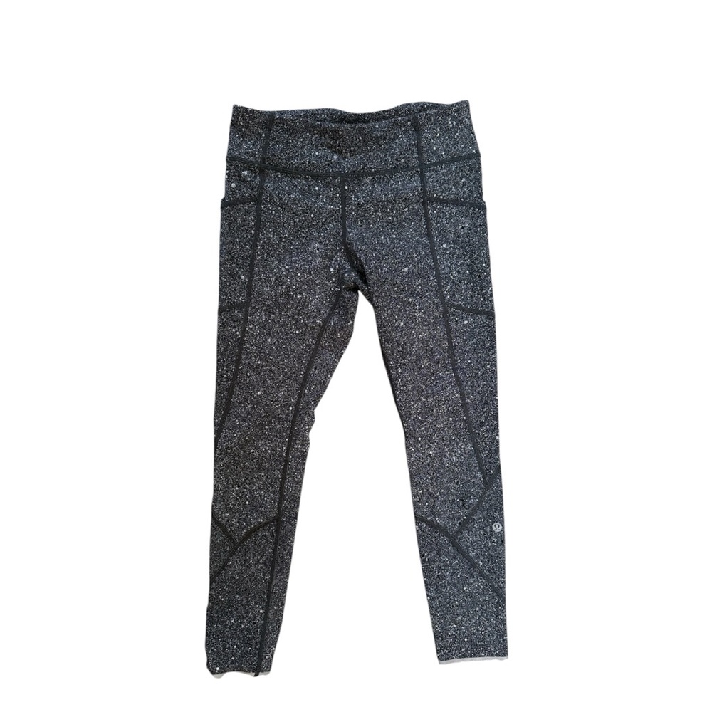 Lululemon Tight Stuff Tight II Size 6 Luminesce Splatter White Black 68151